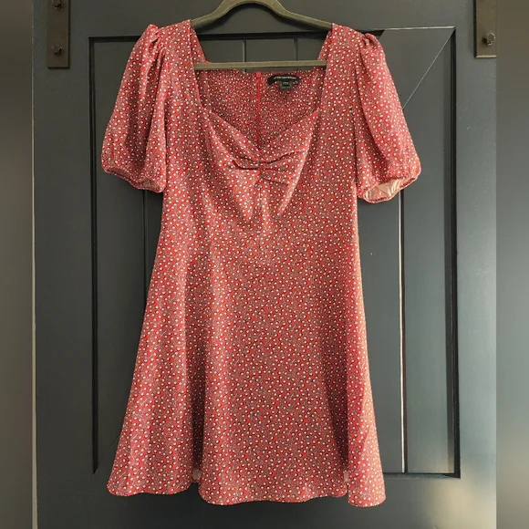 French Connection Elao Drape Puff Sleeve Dress Size 8 - EUC - Picture 2 of 11